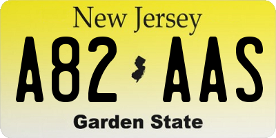 NJ license plate A82AAS