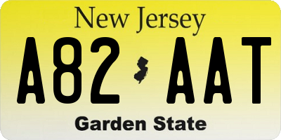 NJ license plate A82AAT