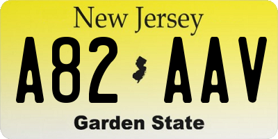 NJ license plate A82AAV