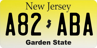 NJ license plate A82ABA