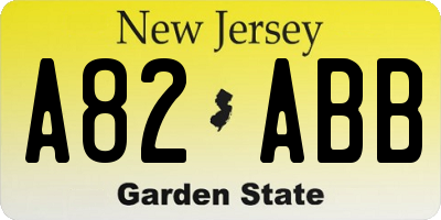 NJ license plate A82ABB