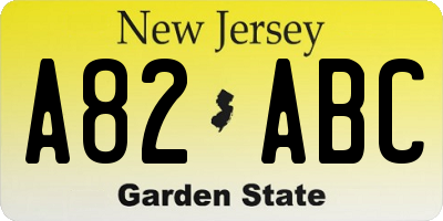 NJ license plate A82ABC