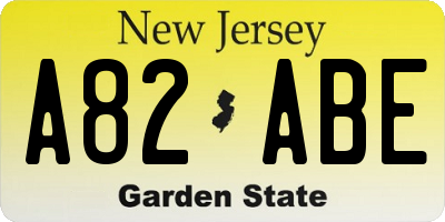 NJ license plate A82ABE