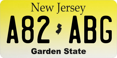 NJ license plate A82ABG