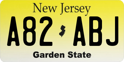 NJ license plate A82ABJ