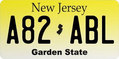NJ license plate A82ABL