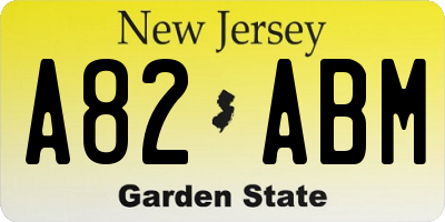 NJ license plate A82ABM