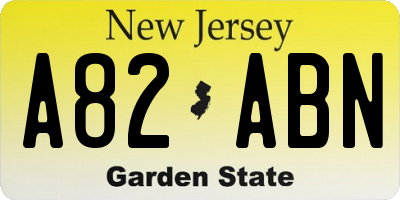NJ license plate A82ABN
