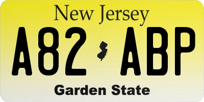 NJ license plate A82ABP