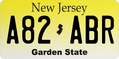 NJ license plate A82ABR