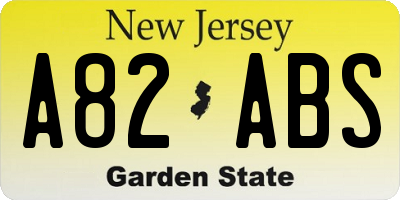 NJ license plate A82ABS