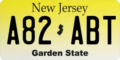 NJ license plate A82ABT