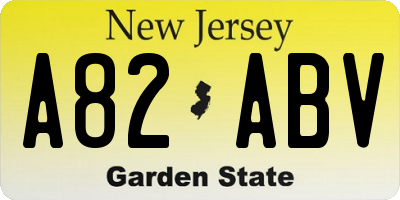 NJ license plate A82ABV