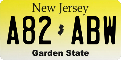 NJ license plate A82ABW