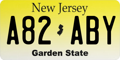 NJ license plate A82ABY
