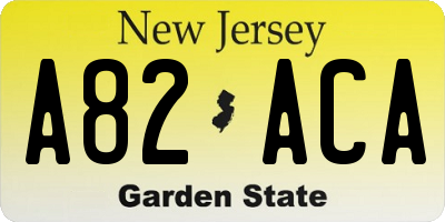 NJ license plate A82ACA