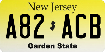 NJ license plate A82ACB