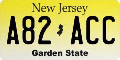 NJ license plate A82ACC
