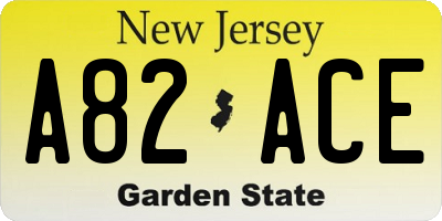 NJ license plate A82ACE
