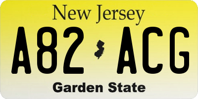 NJ license plate A82ACG