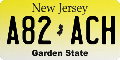 NJ license plate A82ACH