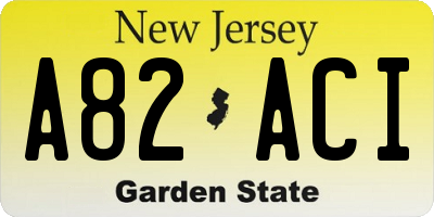 NJ license plate A82ACI