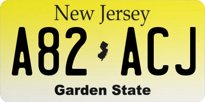NJ license plate A82ACJ