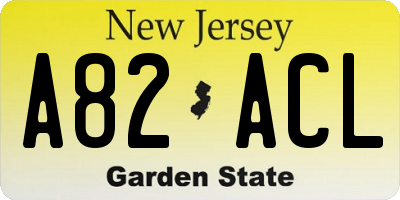 NJ license plate A82ACL