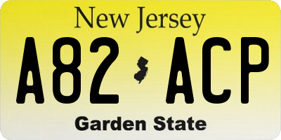 NJ license plate A82ACP