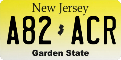 NJ license plate A82ACR