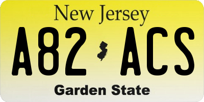 NJ license plate A82ACS