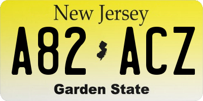 NJ license plate A82ACZ