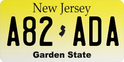 NJ license plate A82ADA