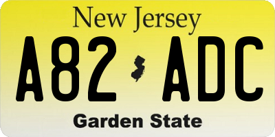 NJ license plate A82ADC