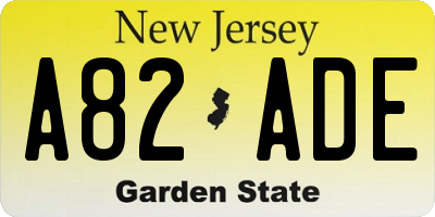 NJ license plate A82ADE