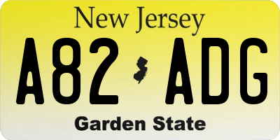 NJ license plate A82ADG