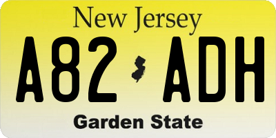 NJ license plate A82ADH
