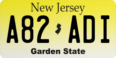 NJ license plate A82ADI