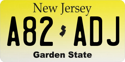 NJ license plate A82ADJ