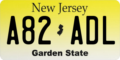 NJ license plate A82ADL