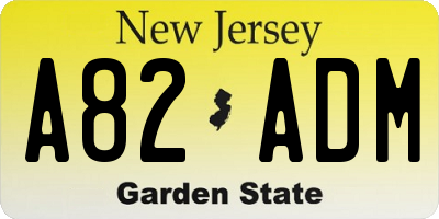NJ license plate A82ADM