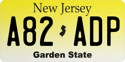 NJ license plate A82ADP