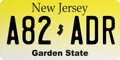 NJ license plate A82ADR