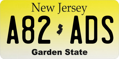 NJ license plate A82ADS