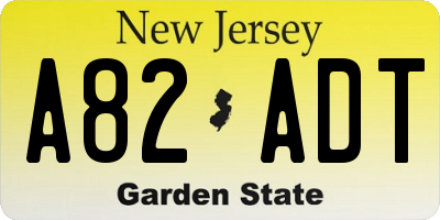 NJ license plate A82ADT
