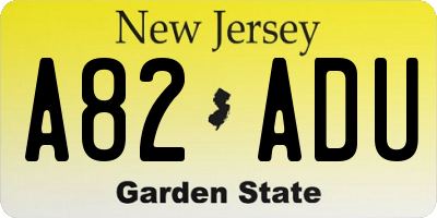 NJ license plate A82ADU
