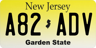 NJ license plate A82ADV