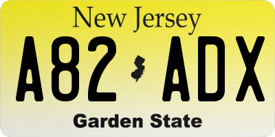 NJ license plate A82ADX
