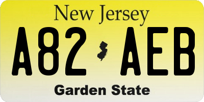NJ license plate A82AEB