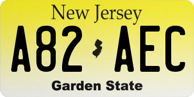 NJ license plate A82AEC